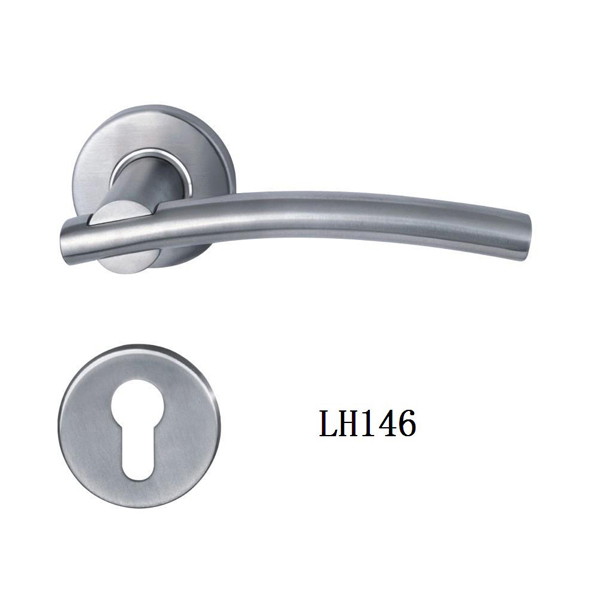 solid stainless steel door handle on the door