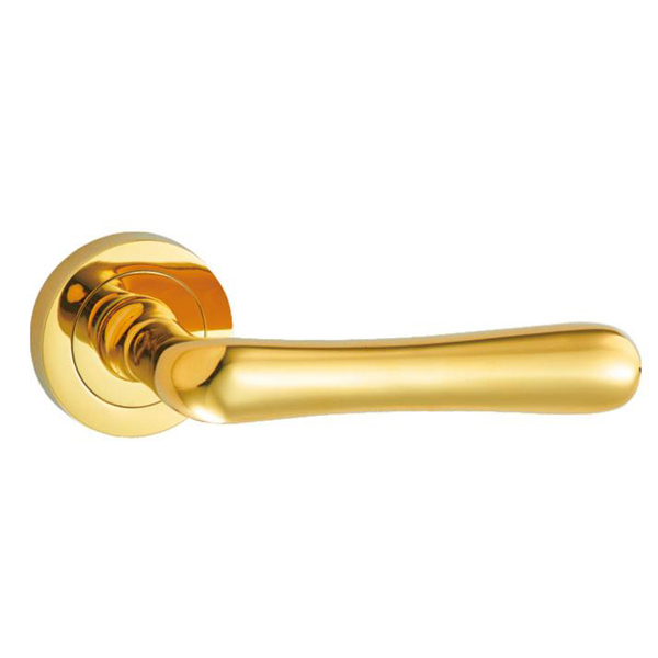 Elegant Design High Quality PVD Finish Brass Door Lever Handle on Plate
