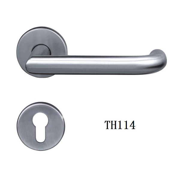 Modern Stainless Steel Door Handle on Rose