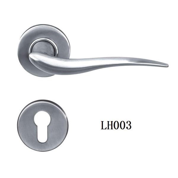 Satin finish stainless steel solid level door handle