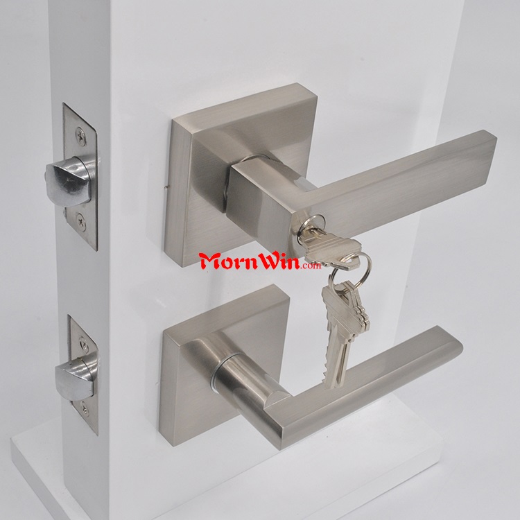 Heavy duty tubular leverset door handles locks satin nickel door locks,interior lever door handle lock