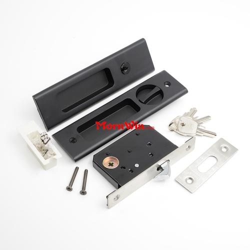 Black Sliding Hook Door Lock with Keys