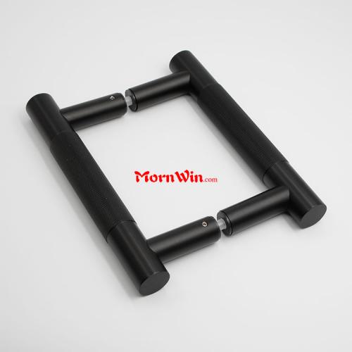 Black Solid Aluminum Knurled Offset Pull Handle