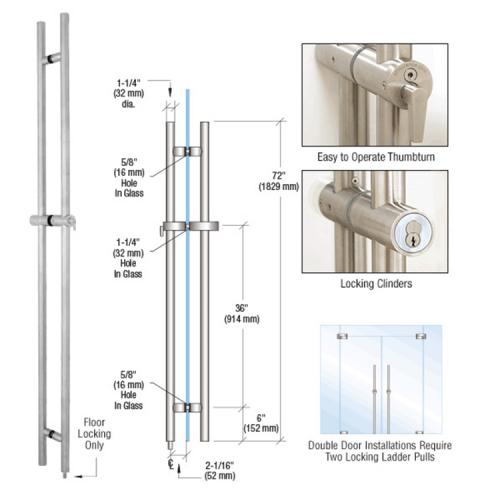 Brushed Stainless Steel 72 Inch Locking Ladder Pull