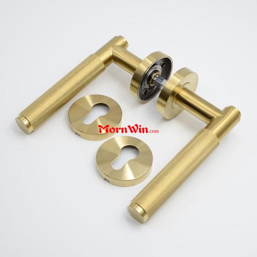 Gold Solid Stainless Steel Knurled Door Handle