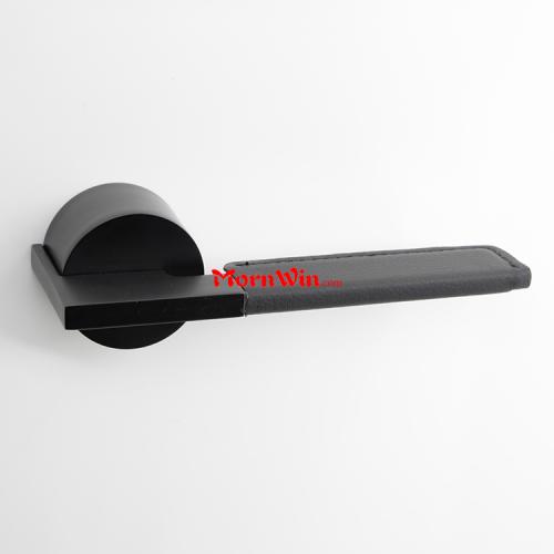 High End Italian Black Leather Door Lever Handle
