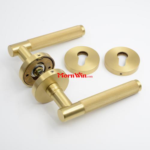 Luxury Solid Brass Copper Knurled Lever Door Handle