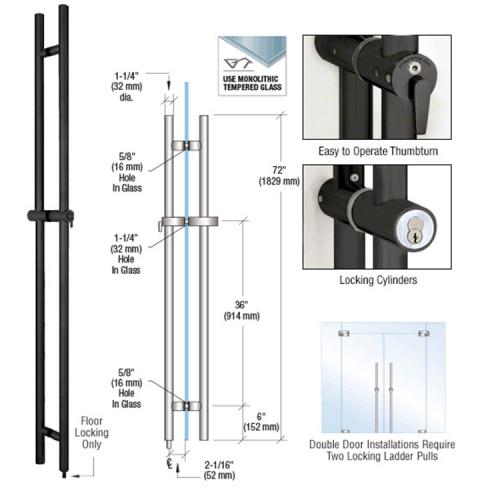 Matte Black 72 Inch Locking Ladder Pull Handle