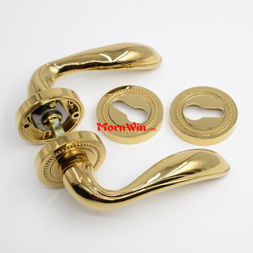 Polished Brass Gold Knurled Solid Brass Door Lock Handle