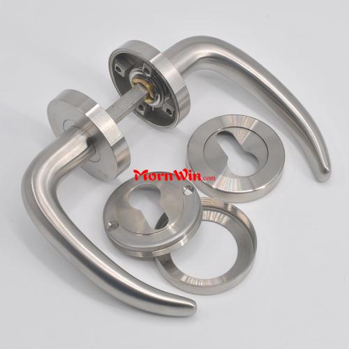 Solid Stainless Steel Door Handle with Screw Escutcheon