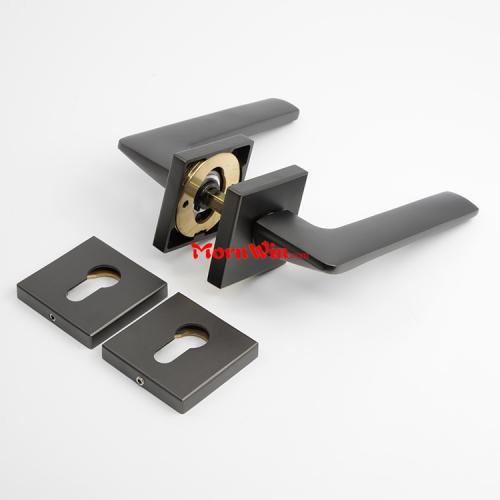Square Brass Black Door Lever Handles