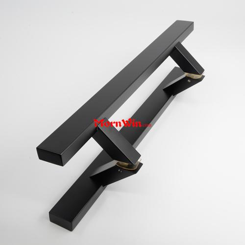 Square Stainless Steel Black Pull Handles With 45 Degrees