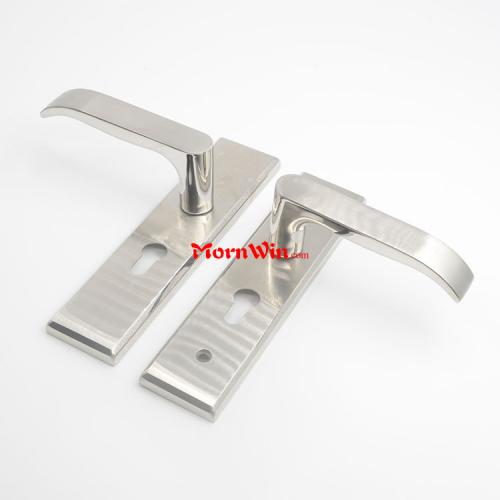 Stainless Steel Lever Door Handle Lock on Plate
