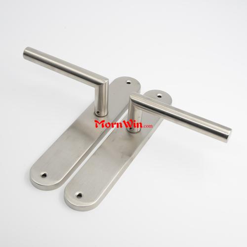 Stainless Steel Lever Handle on Plate for Passage Door